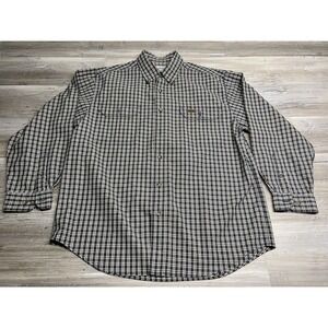 Carhartt Plaid Button Down Shirt‎ Men's Large Blue Orange White